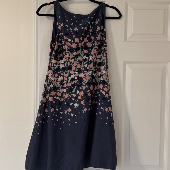 Navy Flower-Print Fit & Flare Dress – Elegant & Lightweight - Picture 1 of 1